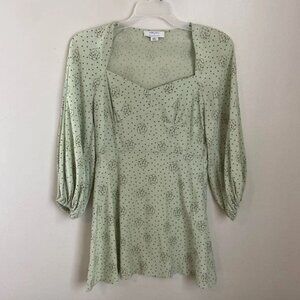 Forever 21 Sage Green Patterned Long Sleeve Dress
